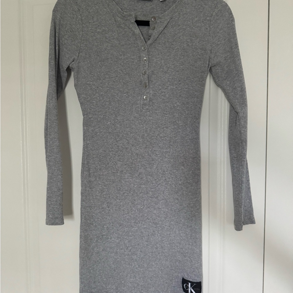 Calvin Klein Jeans Heather Gray Long Sleeve Dress